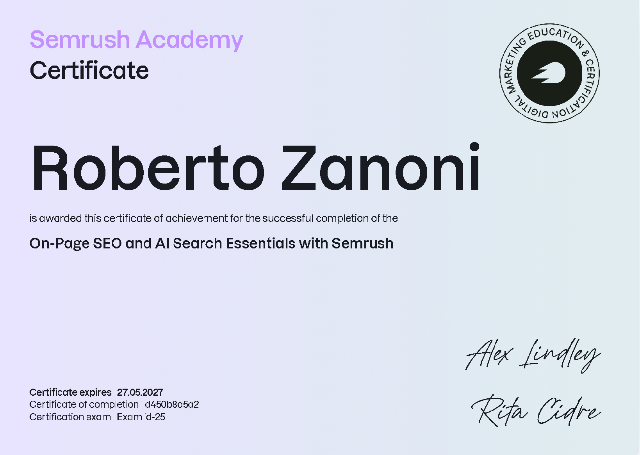 Certificato SEO on-page